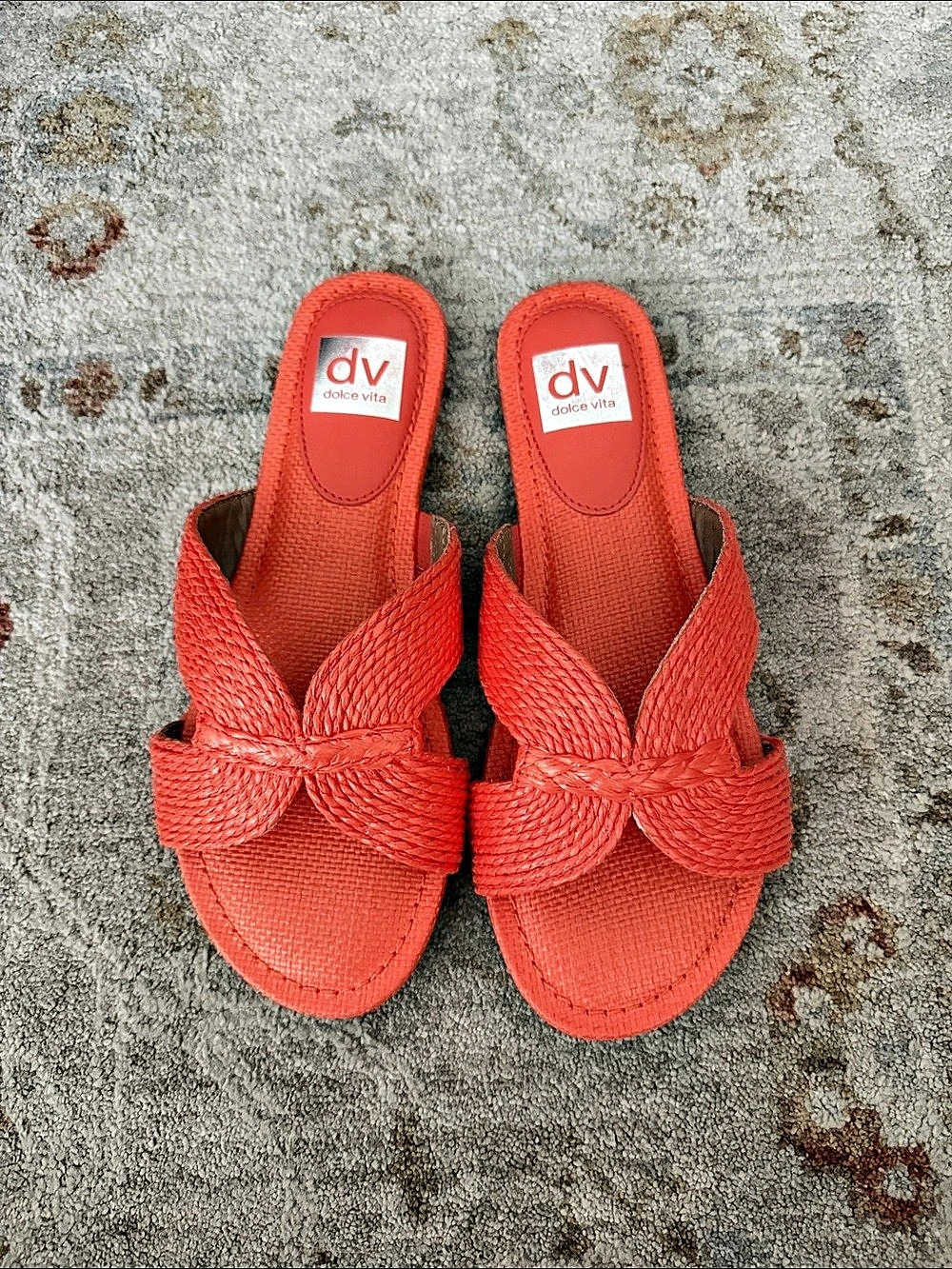 DV by Dolce Vita Woven Bow Slide Sandals in Orange Like New
